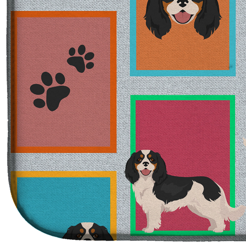 Lots of Tricolor Cavalier Spaniel Dish Drying Mat Absorbent Dish Drying Mat Pad for Kitchen Counter Dish Drainer Mat for Countertop, 14 x 21", Multicolor