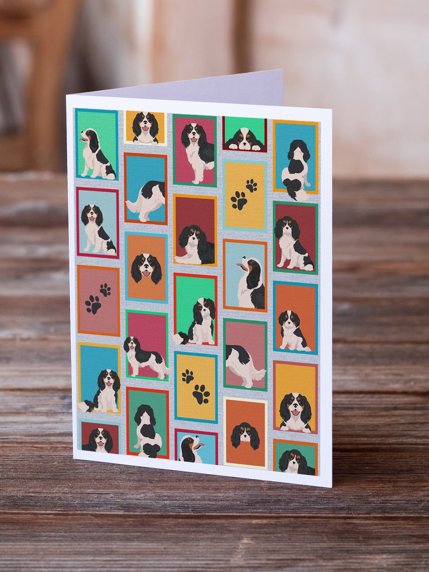 Lots of Tricolor Cavalier Spaniel Greeting Cards Pack of 8 Blank Cards with Envelopes Whimsical A7 Size 5x7