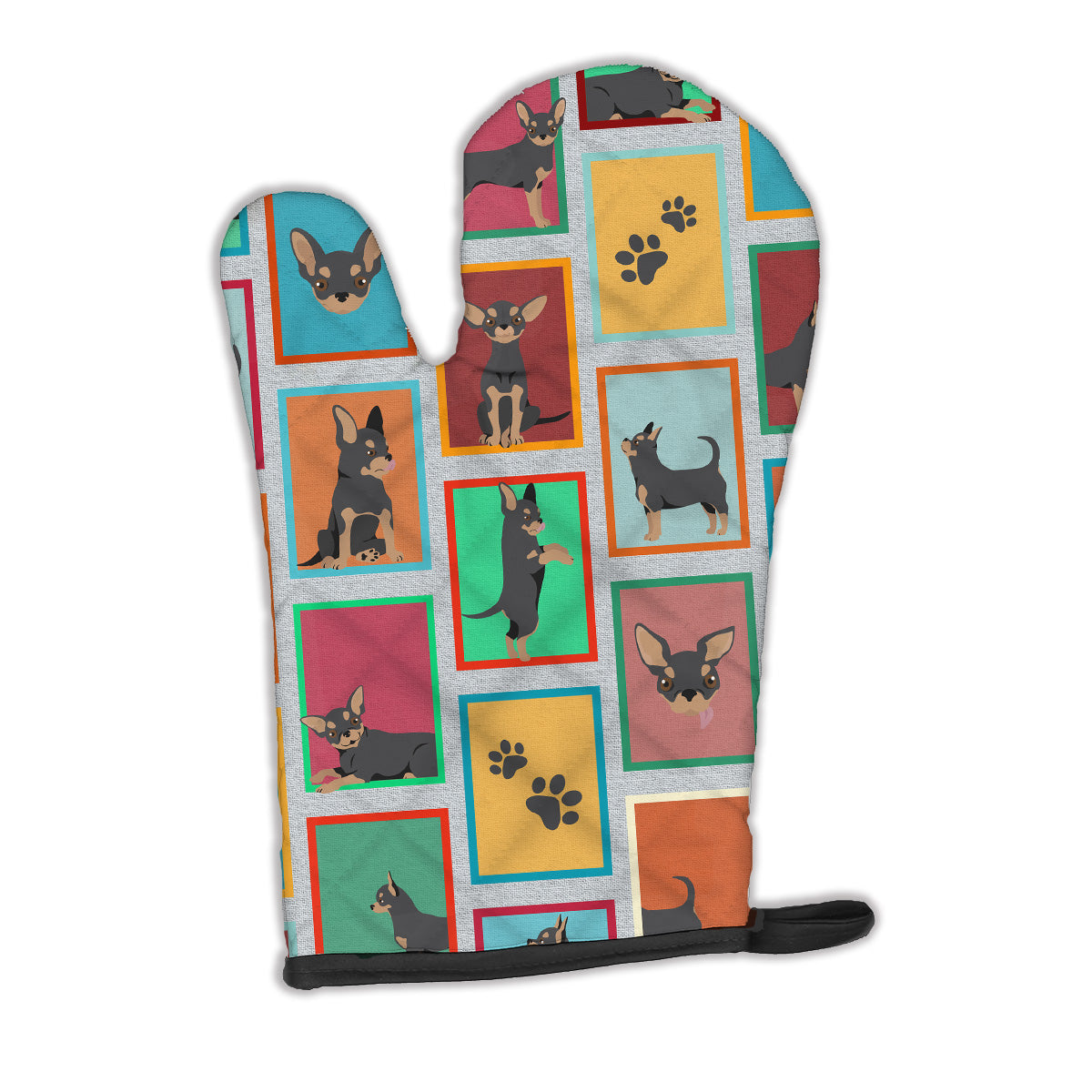 Lots of Black and Tan Chihuahua Oven Mitt Heat Resistant Thick Oven Mitt for Hot Pans and Oven, Kitchen Mitt Protect Hands, Cooking Baking Glove