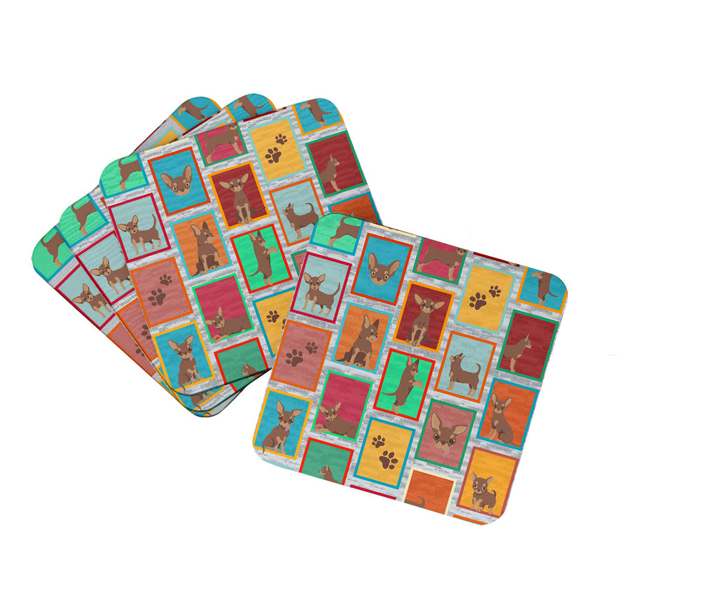 Lots of Chocolate Chihuahua Foam Coasters Set of 4 Cup Coasters for Indoor Outdoor, Tabletop Protection, Anti Slip, Mouse pad Material