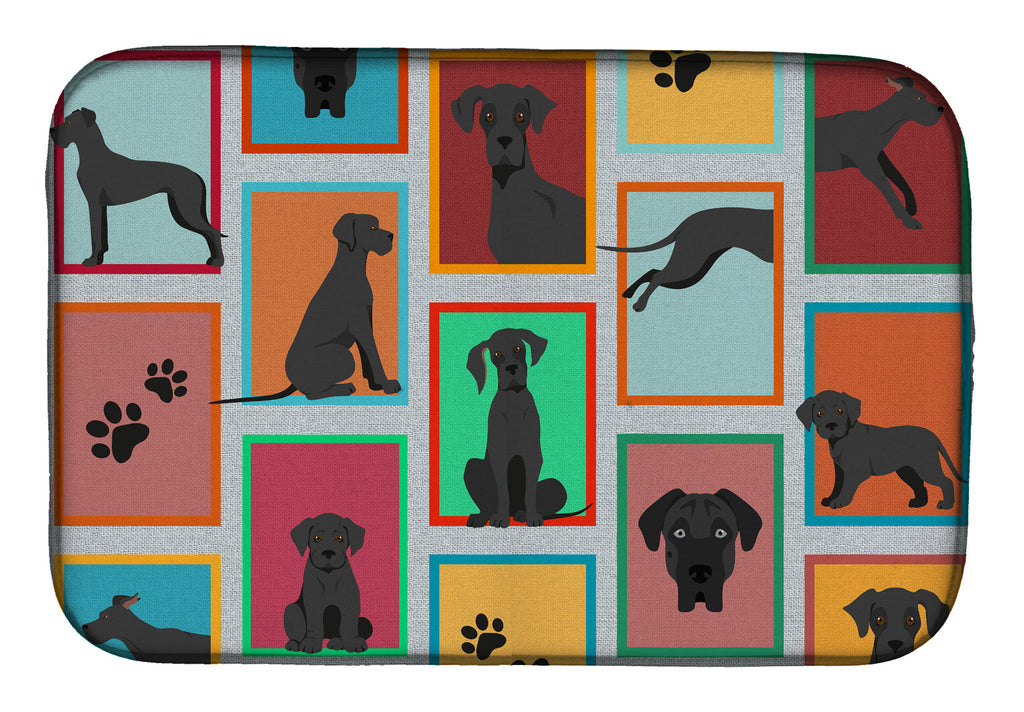 Lots of Black Great Dane Dish Drying Mat Absorbent Dish Drying Mat Pad for Kitchen Counter Dish Drainer Mat for Countertop, 14 x 21", Multicolor