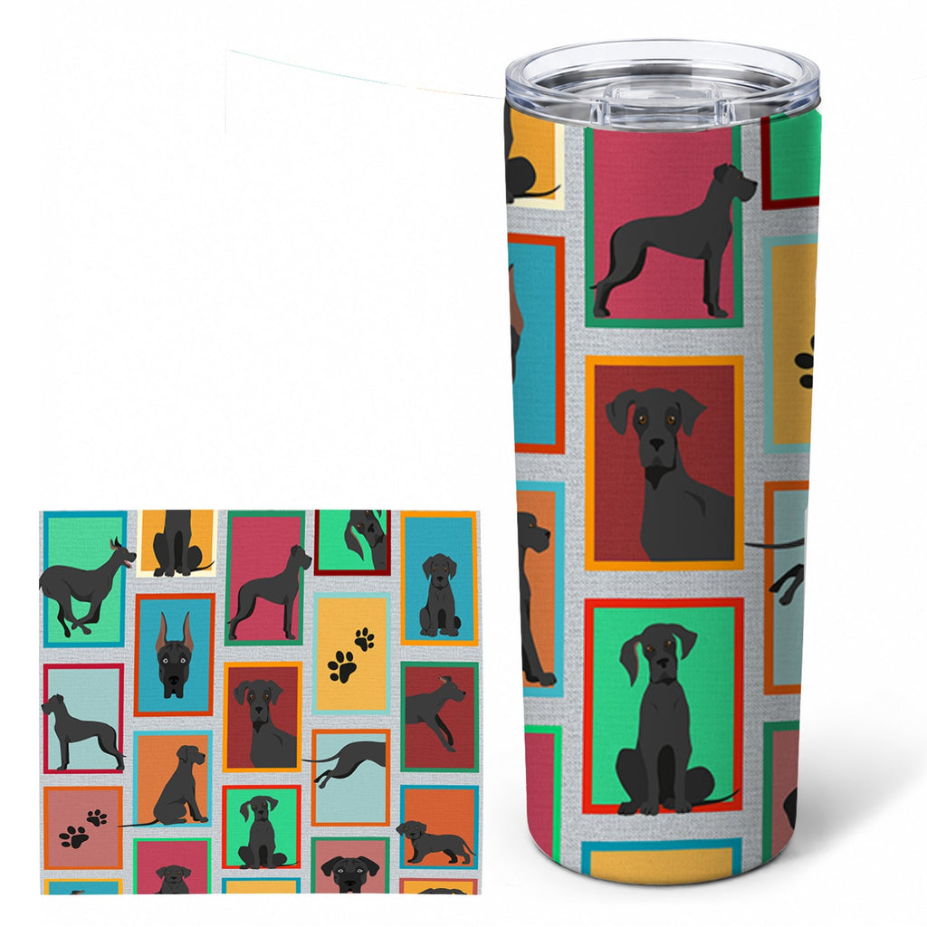 Lots of Black Great Dane Stainless Steel Skinny Tumbler 20 oz Vacuum Double Walled Reusable Insulated Travel Cup