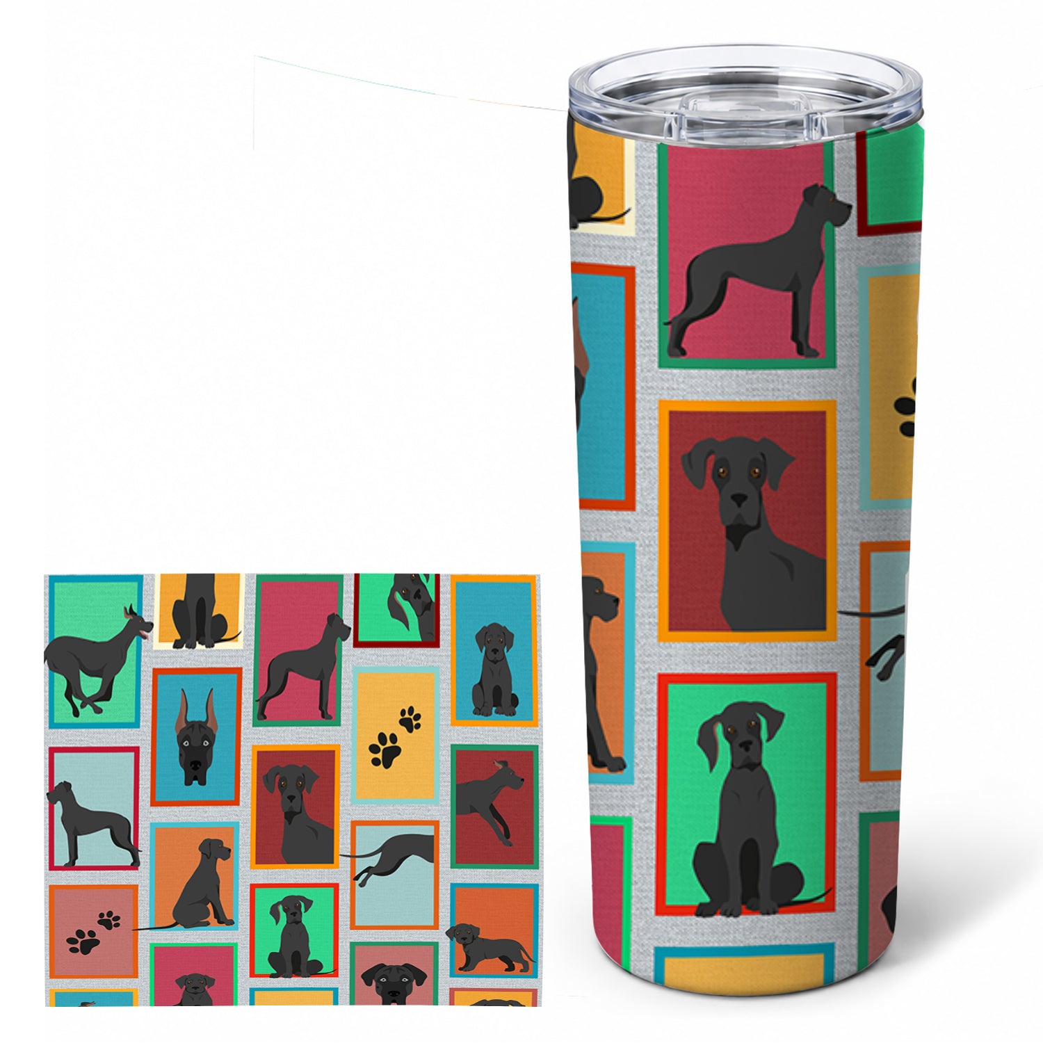Lots of Black Great Dane Stainless Steel Skinny Tumbler 20 oz Vacuum Double Walled Reusable Insulated Travel Cup