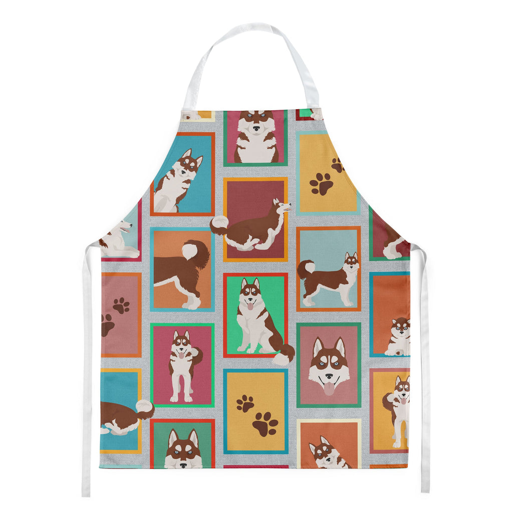 Lots of Red Siberian Husky Apron Cooking Kitchen Server Baking Crafts Gardening for Adult Women Men, Unisex, Large, Multicolor