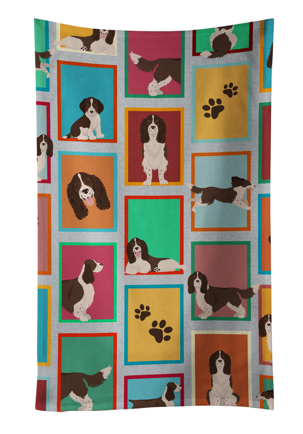 Lots of Liver English Springer Spaniel Kitchen Towel Velour Plush Front and Cotton Loop Back Machine Washable