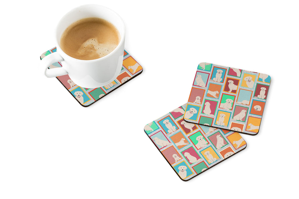 Lots of Cream Golden Retriever Foam Coasters Set of 4 Cup Coasters for Indoor Outdoor, Tabletop Protection, Anti Slip, Mouse pad Material