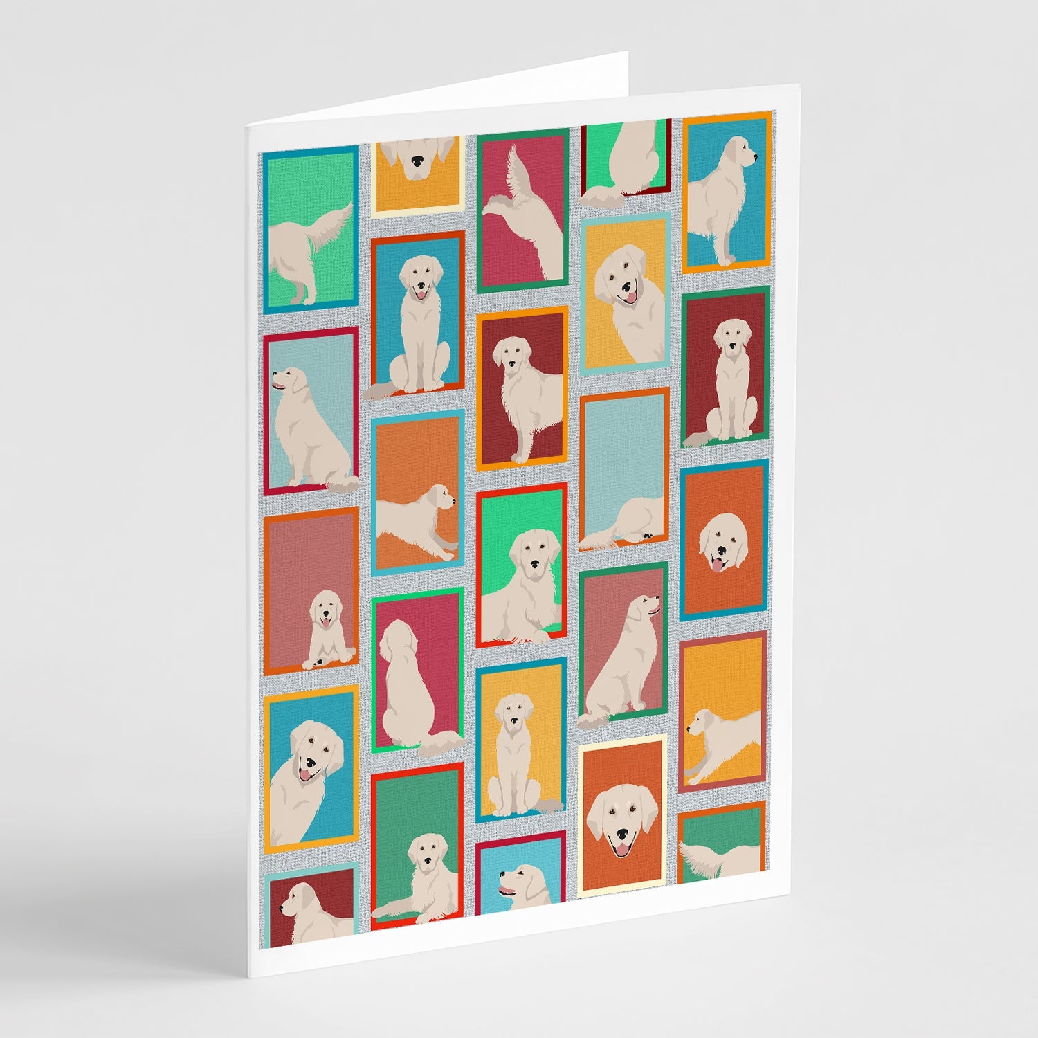 Lots of Cream Golden Retriever Greeting Cards Pack of 8 Blank Cards with Envelopes Whimsical A7 Size 5x7