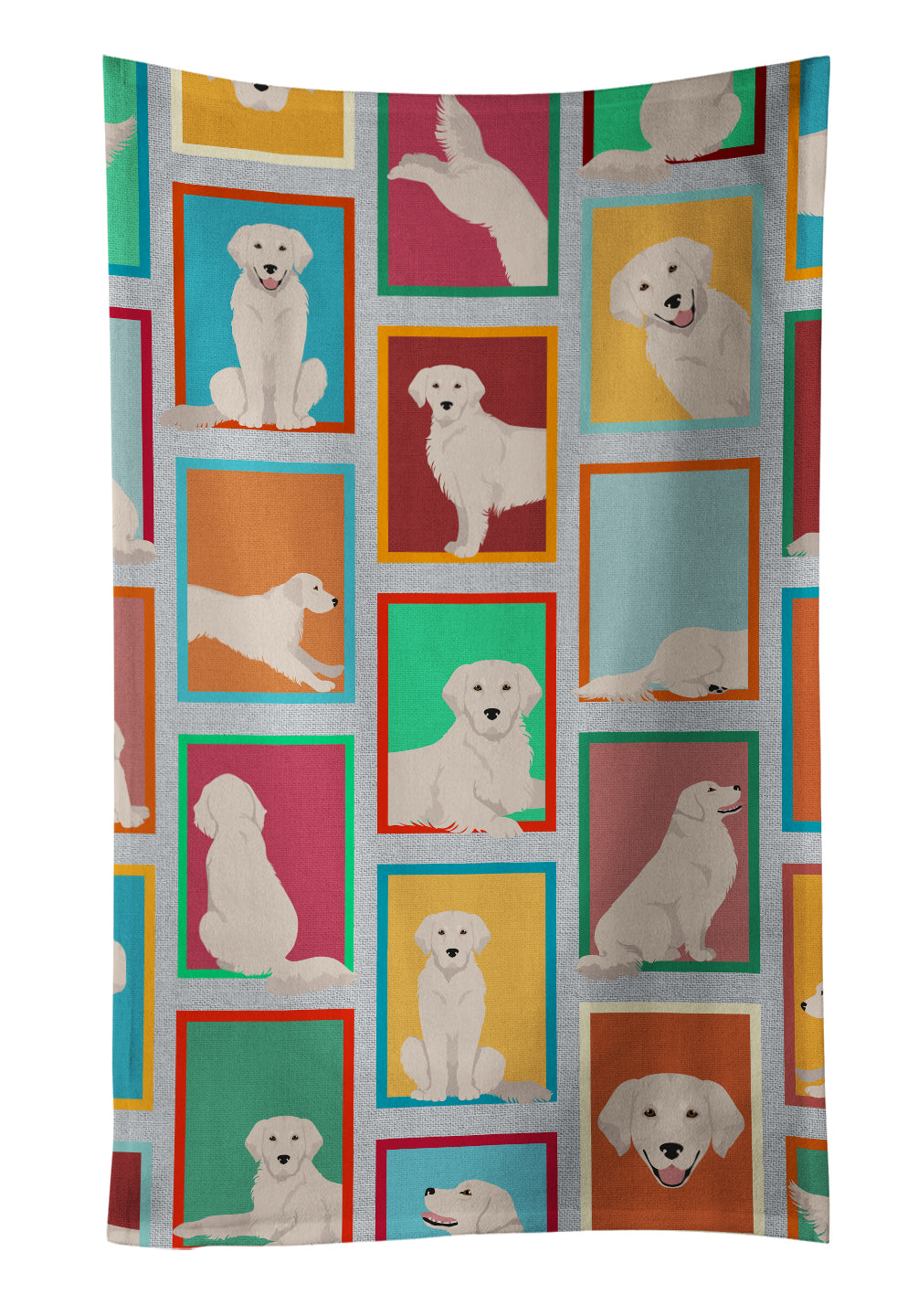 Lots of Cream Golden Retriever Kitchen Towel Velour Plush Front and Cotton Loop Back Machine Washable