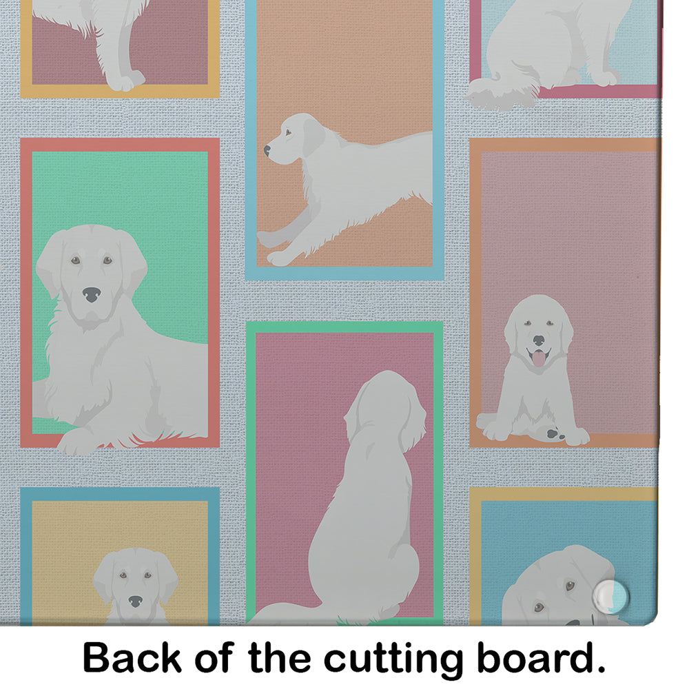 Lots of Cream Golden Retriever Cutting Board Tempered Glass Kitchen Cutting Surface, Heat Resistant Chopping, Non-Slip Feet, Food Prep & Serving