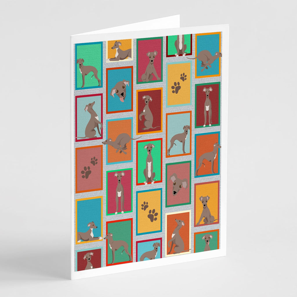 Lots of Fawn Italian Greyhound Greeting Cards Pack of 8 Blank Cards with Envelopes Whimsical A7 Size 5x7
