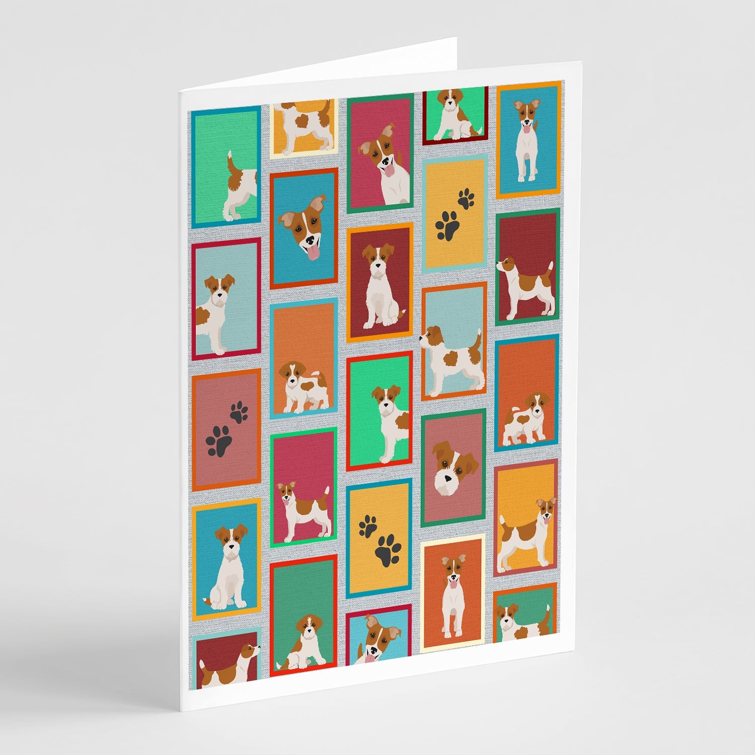 Lots of Red and White Jack Russell Terrier Greeting Cards Pack of 8 Blank Cards with Envelopes Whimsical A7 Size 5x7