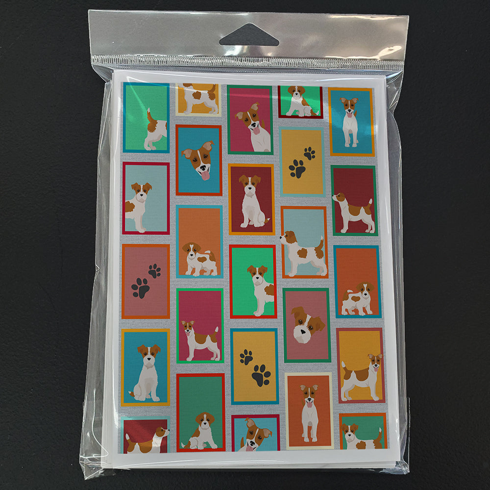 Lots of Red and White Jack Russell Terrier Greeting Cards Pack of 8 Blank Cards with Envelopes Whimsical A7 Size 5x7