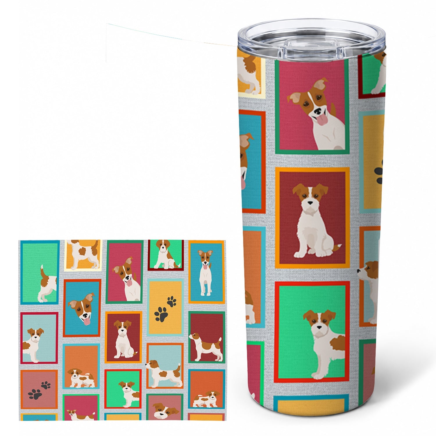 Lots of Red and White Jack Russell Terrier Stainless Steel Skinny Tumbler 20 oz Vacuum Double Walled Reusable Insulated Travel Cup