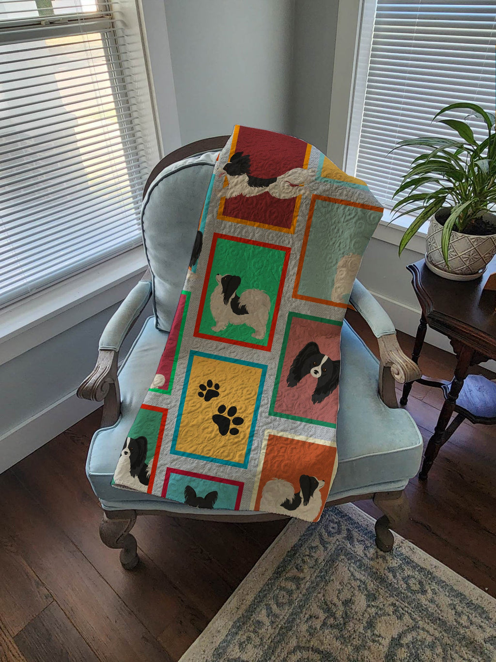 Lots of Black and Whtie Papillon Quilted Blanket 50x60 Artwork Pattern Quilted Throw Blanket for Bed, Couch, Sofa, Soft and Lightweight