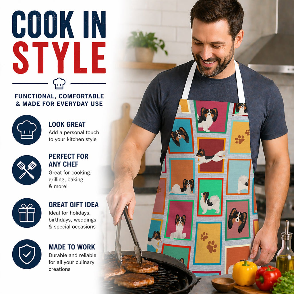 Lots of Tricolor Papillon Apron Cooking Kitchen Server Baking Crafts Gardening for Adult Women Men, Unisex, Large, Multicolor