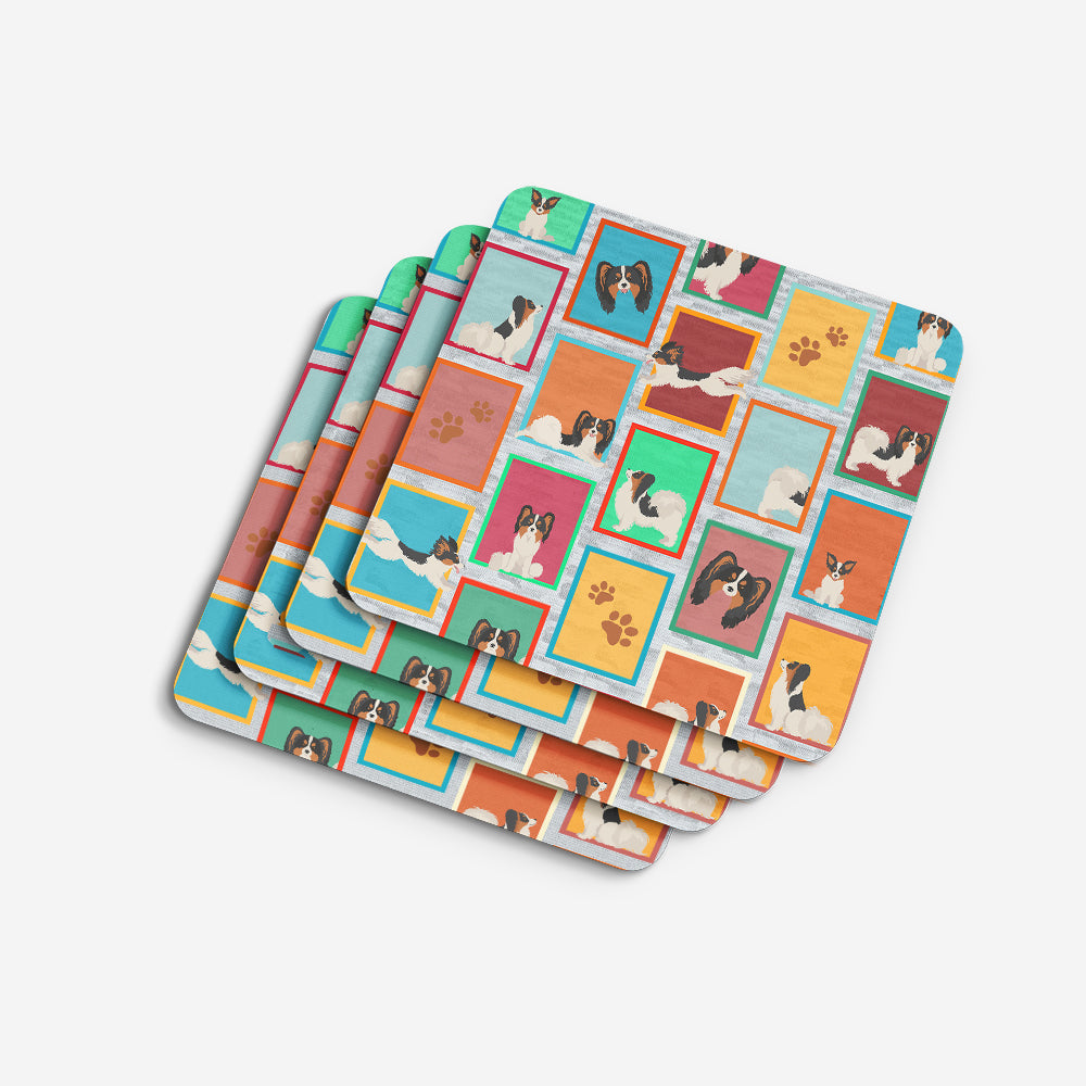 Lots of Tricolor Papillon Foam Coasters Set of 4 Cup Coasters for Indoor Outdoor, Tabletop Protection, Anti Slip, Mouse pad Material
