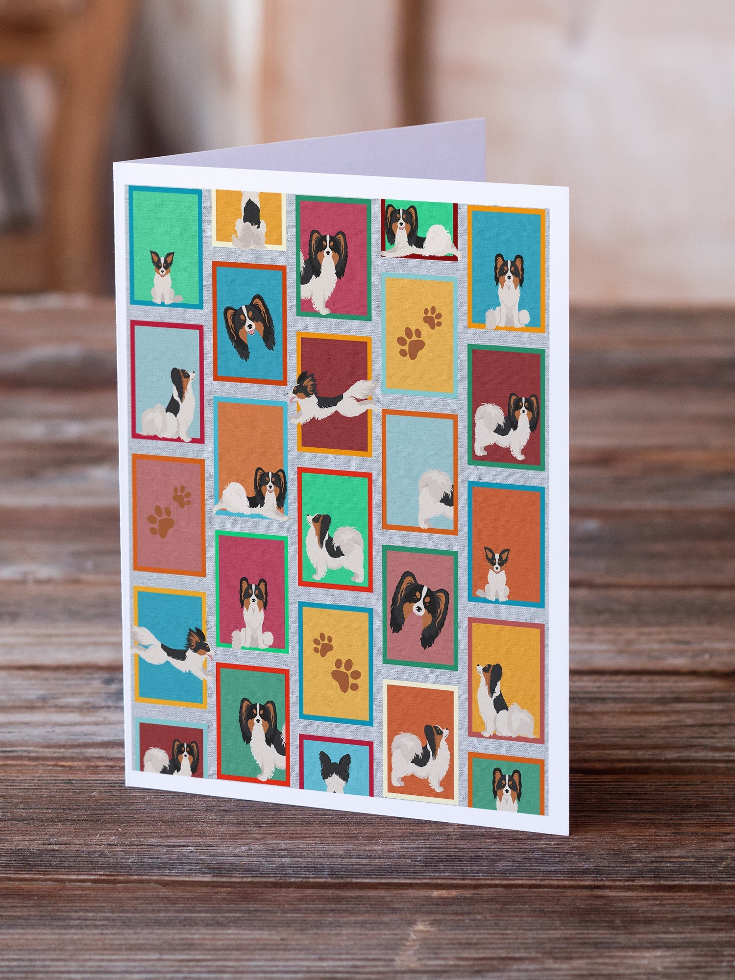 Lots of Tricolor Papillon Greeting Cards Pack of 8 Blank Cards with Envelopes Whimsical A7 Size 5x7