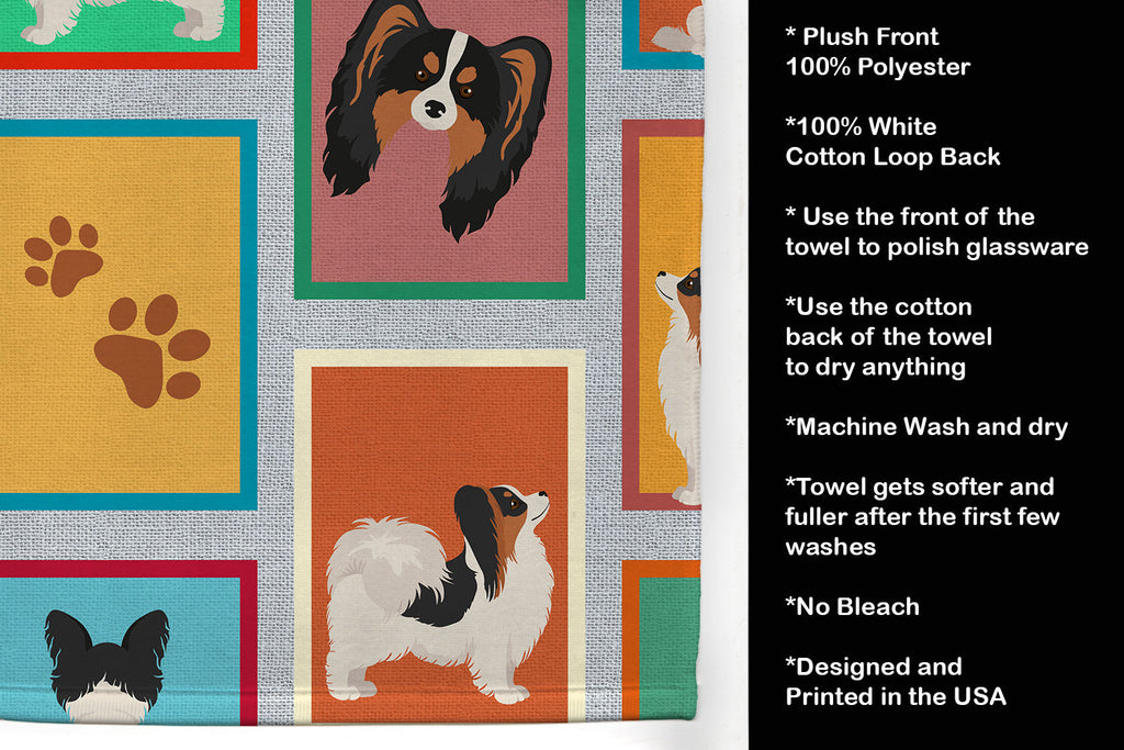 Lots of Tricolor Papillon Kitchen Towel Velour Plush Front and Cotton Loop Back Machine Washable