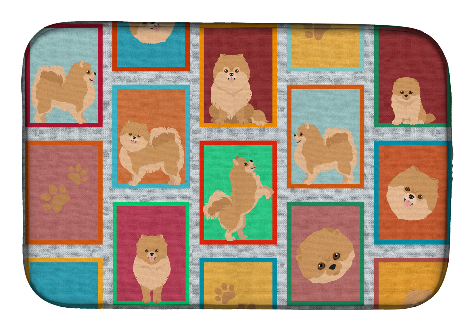 Lots of Orange Pomeranian Dish Drying Mat Absorbent Dish Drying Mat Pad for Kitchen Counter Dish Drainer Mat for Countertop, 14 x 21", Multicolor