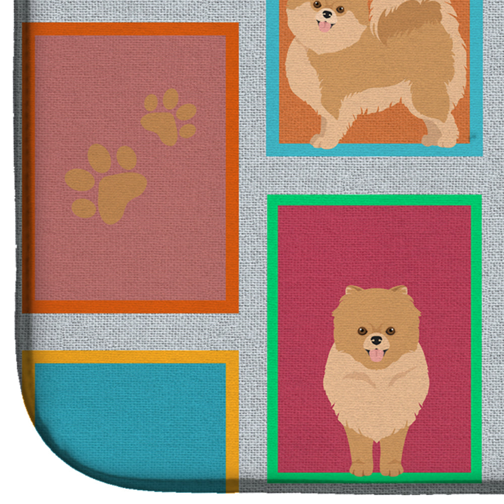 Lots of Orange Pomeranian Dish Drying Mat Absorbent Dish Drying Mat Pad for Kitchen Counter Dish Drainer Mat for Countertop, 14 x 21", Multicolor