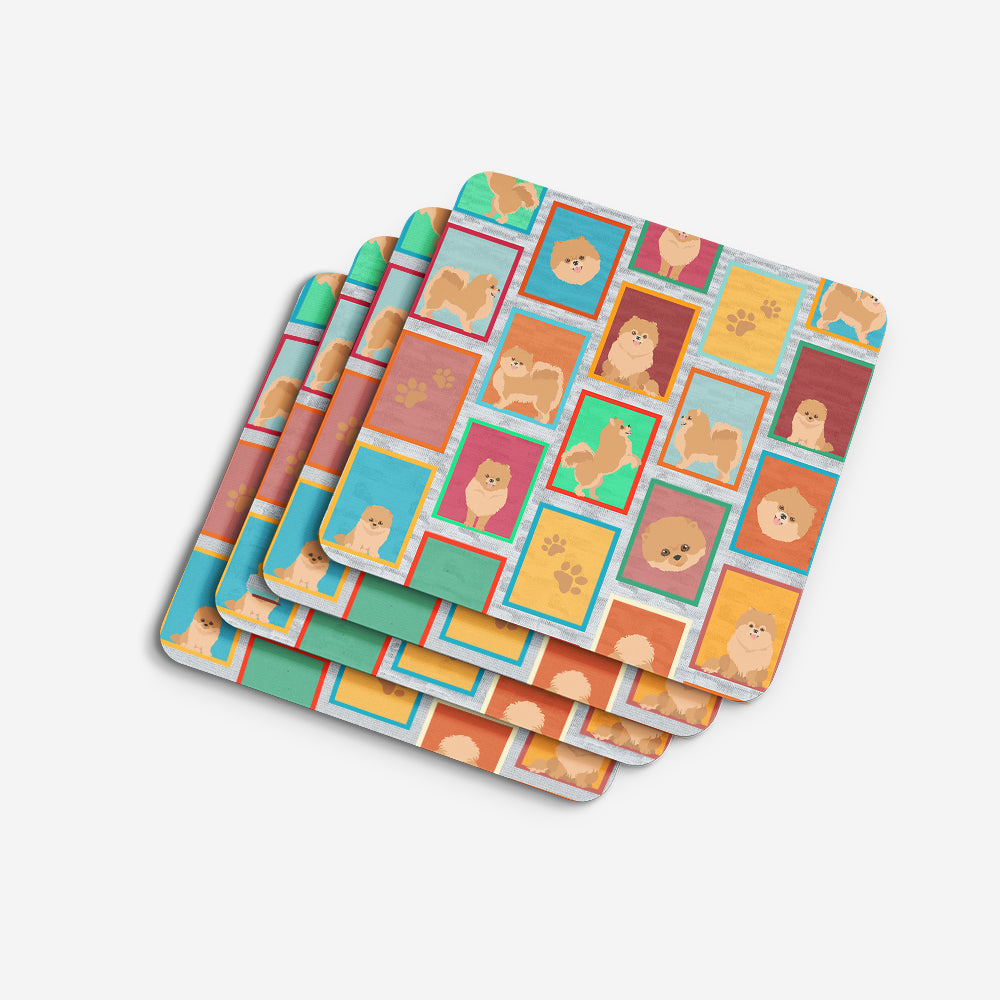 Lots of Orange Pomeranian Foam Coasters Set of 4 Cup Coasters for Indoor Outdoor, Tabletop Protection, Anti Slip, Mouse pad Material
