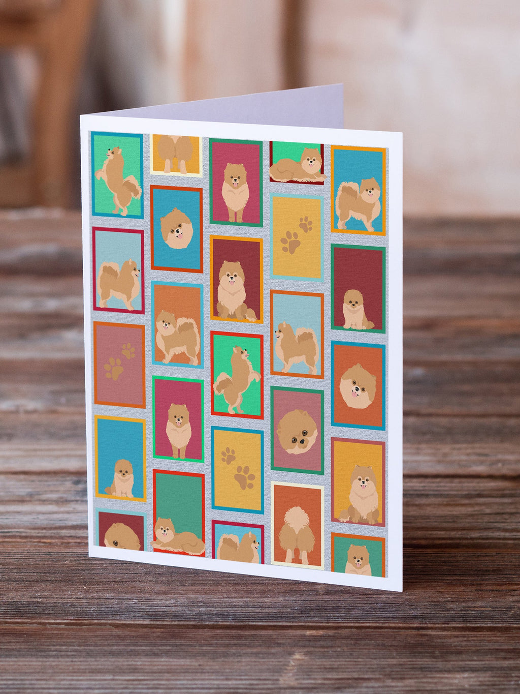 Lots of Orange Pomeranian Greeting Cards Pack of 8 Blank Cards with Envelopes Whimsical A7 Size 5x7