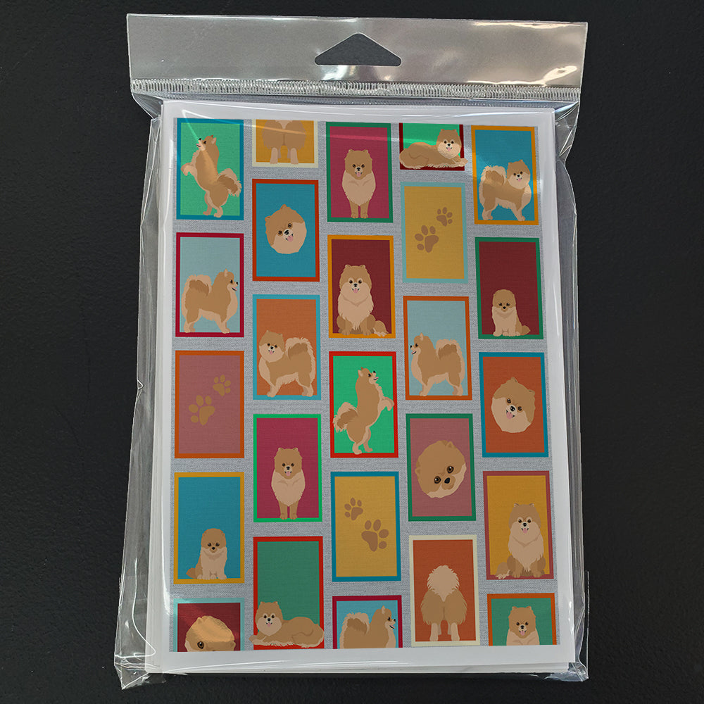 Lots of Orange Pomeranian Greeting Cards Pack of 8 Blank Cards with Envelopes Whimsical A7 Size 5x7