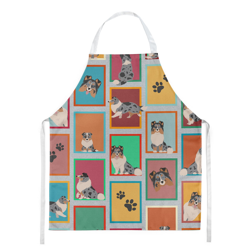Lots of Blue Merle Sheltie Apron Cooking Kitchen Server Baking Crafts Gardening for Adult Women Men, Unisex, Large, Multicolor