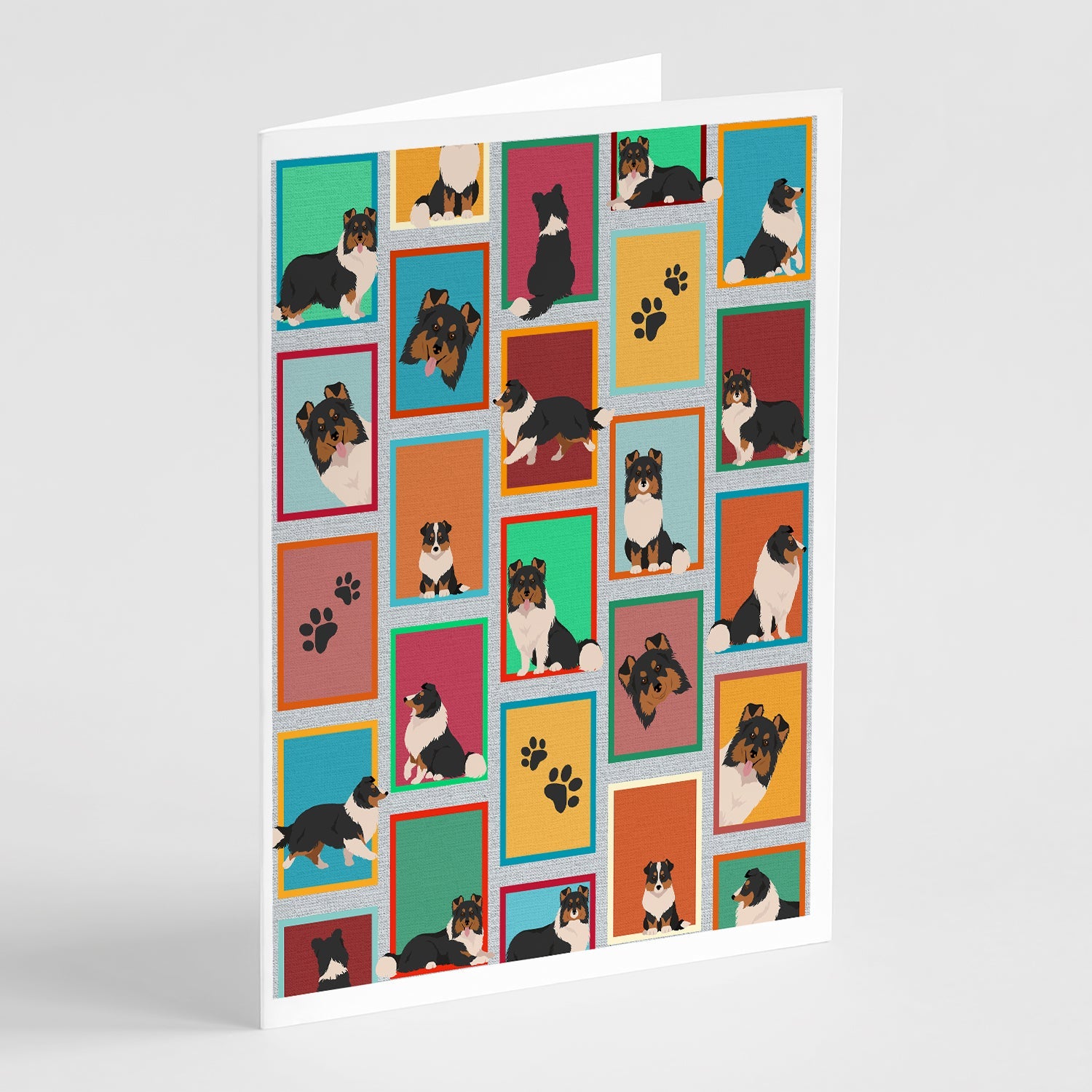 Lots of Tricolor Sheltie Greeting Cards Pack of 8 Blank Cards with Envelopes Whimsical A7 Size 5x7