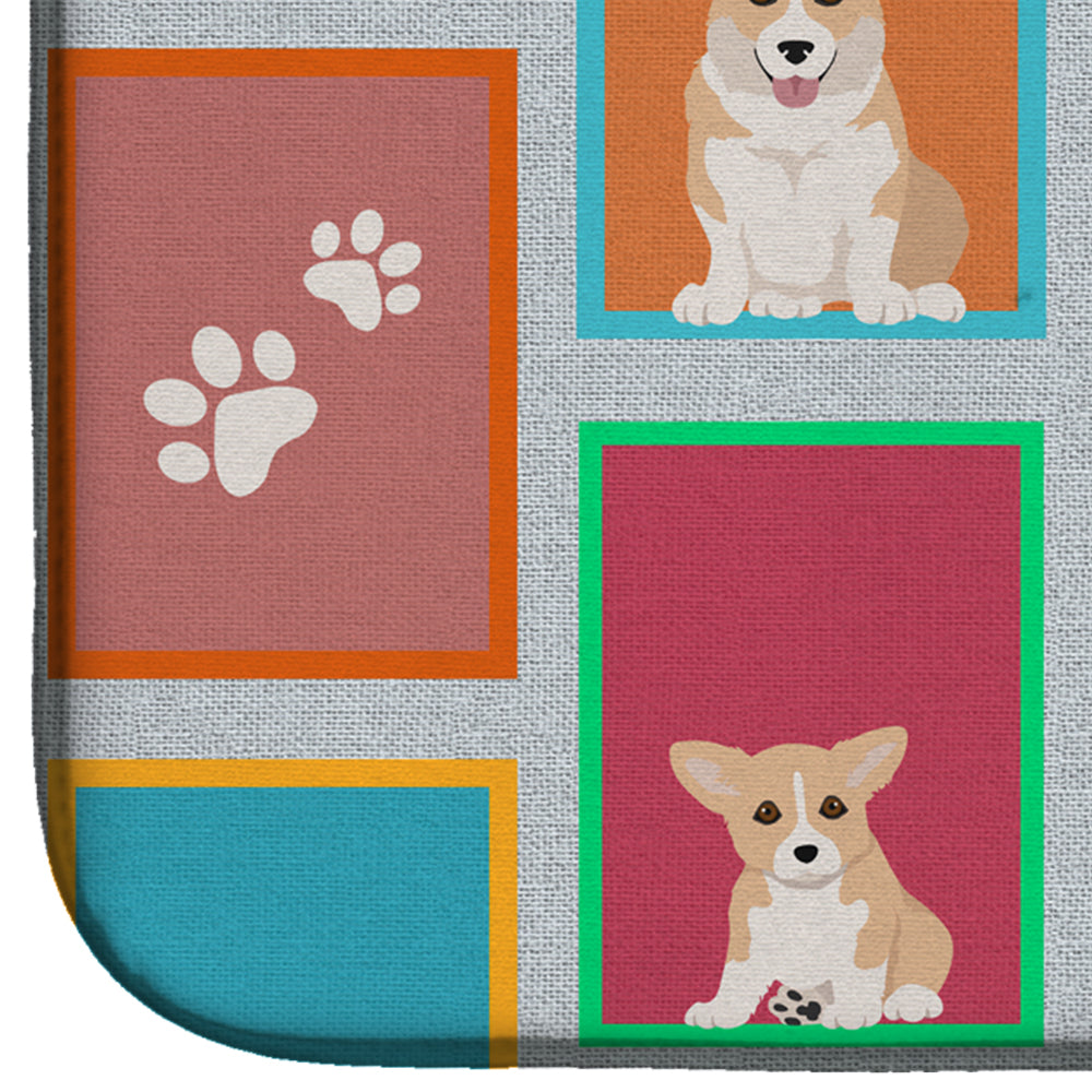 Lots of Fawn Pembroke Corgi Dish Drying Mat Absorbent Dish Drying Mat Pad for Kitchen Counter Dish Drainer Mat for Countertop, 14 x 21", Multicolor
