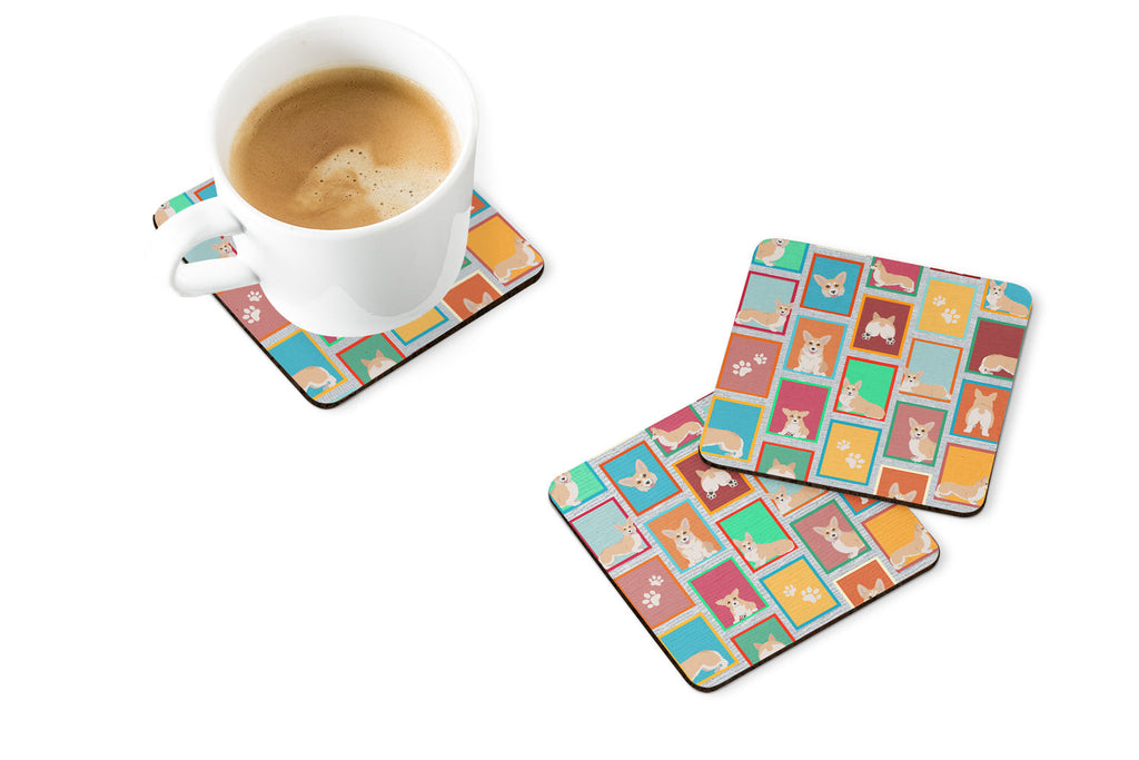Lots of Fawn Pembroke Corgi Foam Coasters Set of 4 Cup Coasters for Indoor Outdoor, Tabletop Protection, Anti Slip, Mouse pad Material