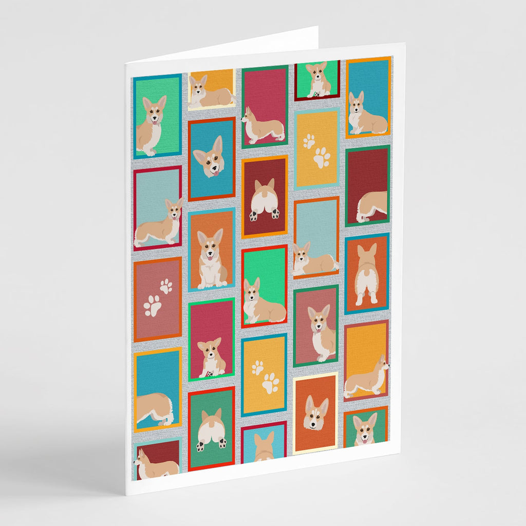 Lots of Fawn Pembroke Corgi Greeting Cards Pack of 8 Blank Cards with Envelopes Whimsical A7 Size 5x7