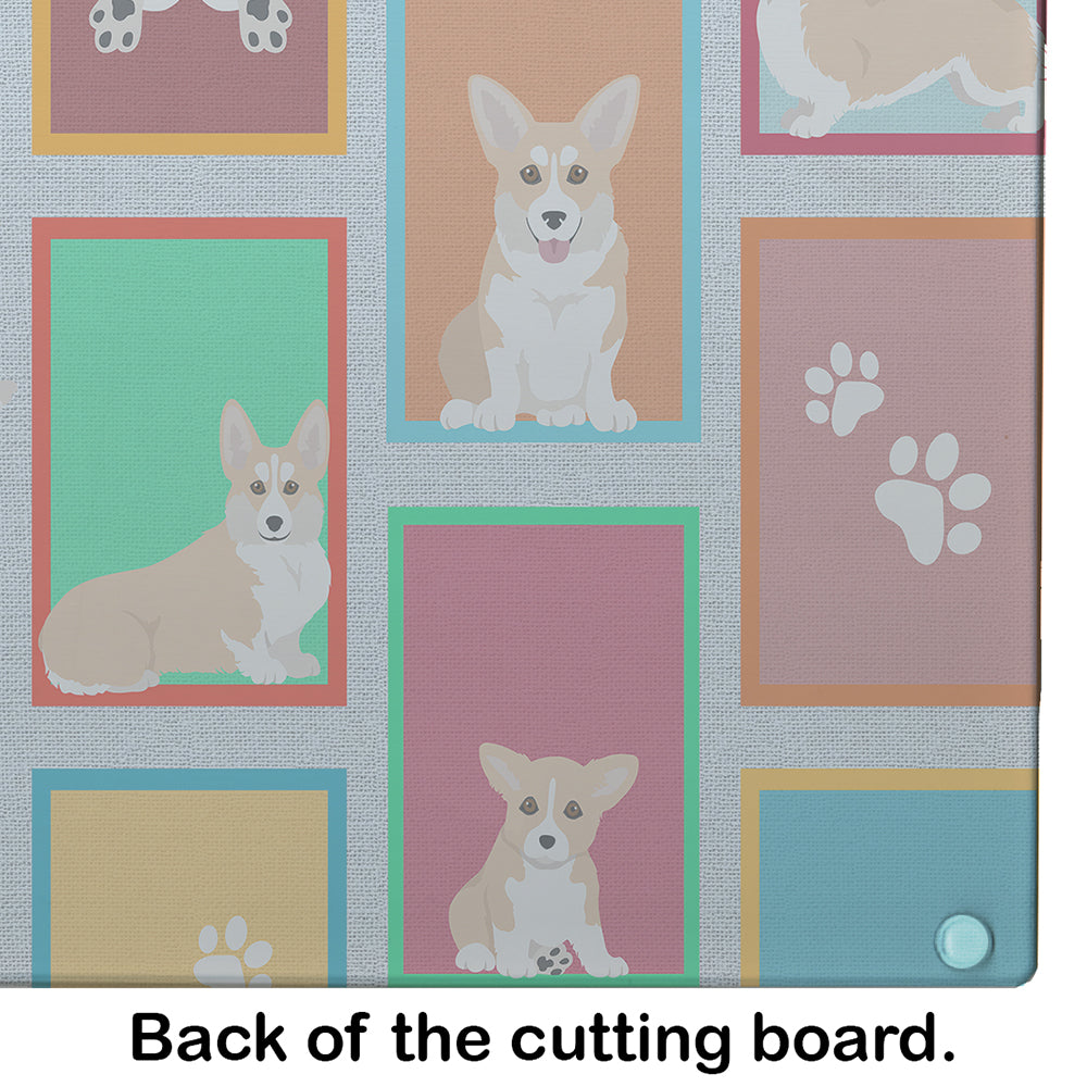 Lots of Fawn Pembroke Corgi Cutting Board Tempered Glass Kitchen Cutting Surface, Heat Resistant Chopping, Non-Slip Feet, Food Prep & Serving