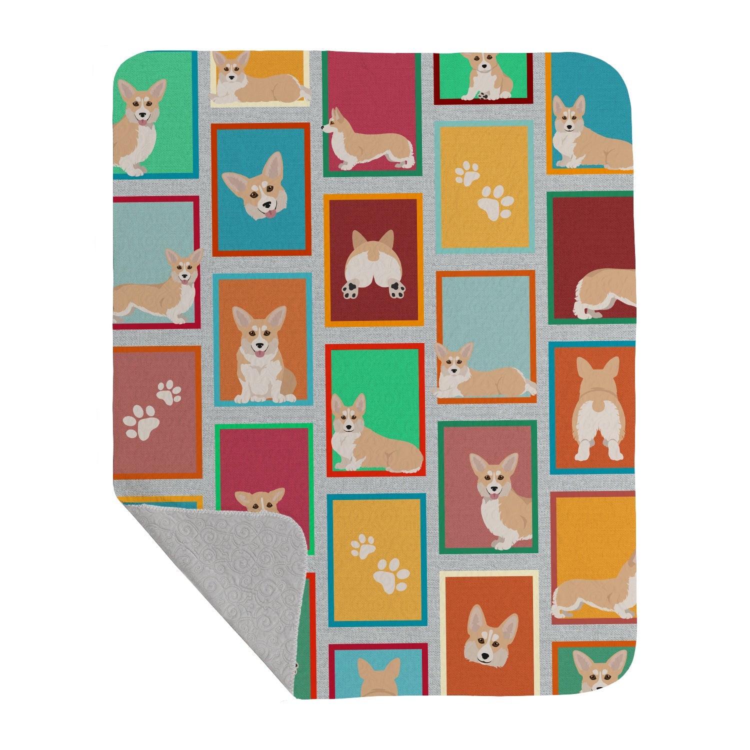 Lots of Fawn Pembroke Corgi Quilted Blanket 50x60 Artwork Pattern Quilted Throw Blanket for Bed, Couch, Sofa, Soft and Lightweight
