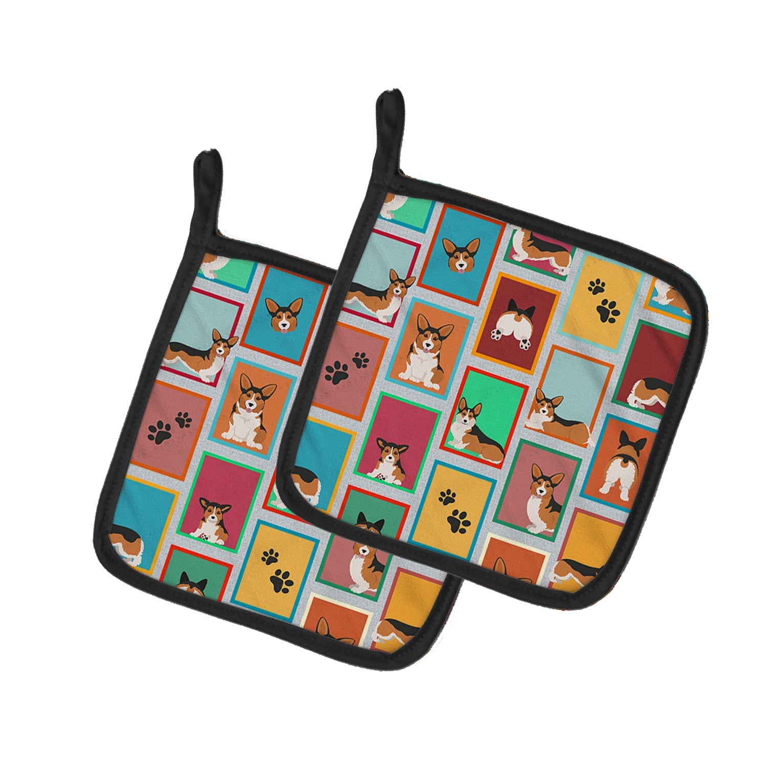 Lots of Sable Pembroke Corgi Pot Holder Set of 2 Heat Resistant Quilted Hot Pads 7.5 x 7.5 Inch, Insulated Kitchen Trivets for Cooking & Baking