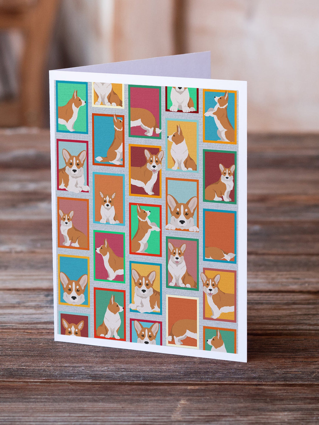 Lots of Red Cardigan Corgi Greeting Cards Pack of 8 Blank Cards with Envelopes Whimsical A7 Size 5x7