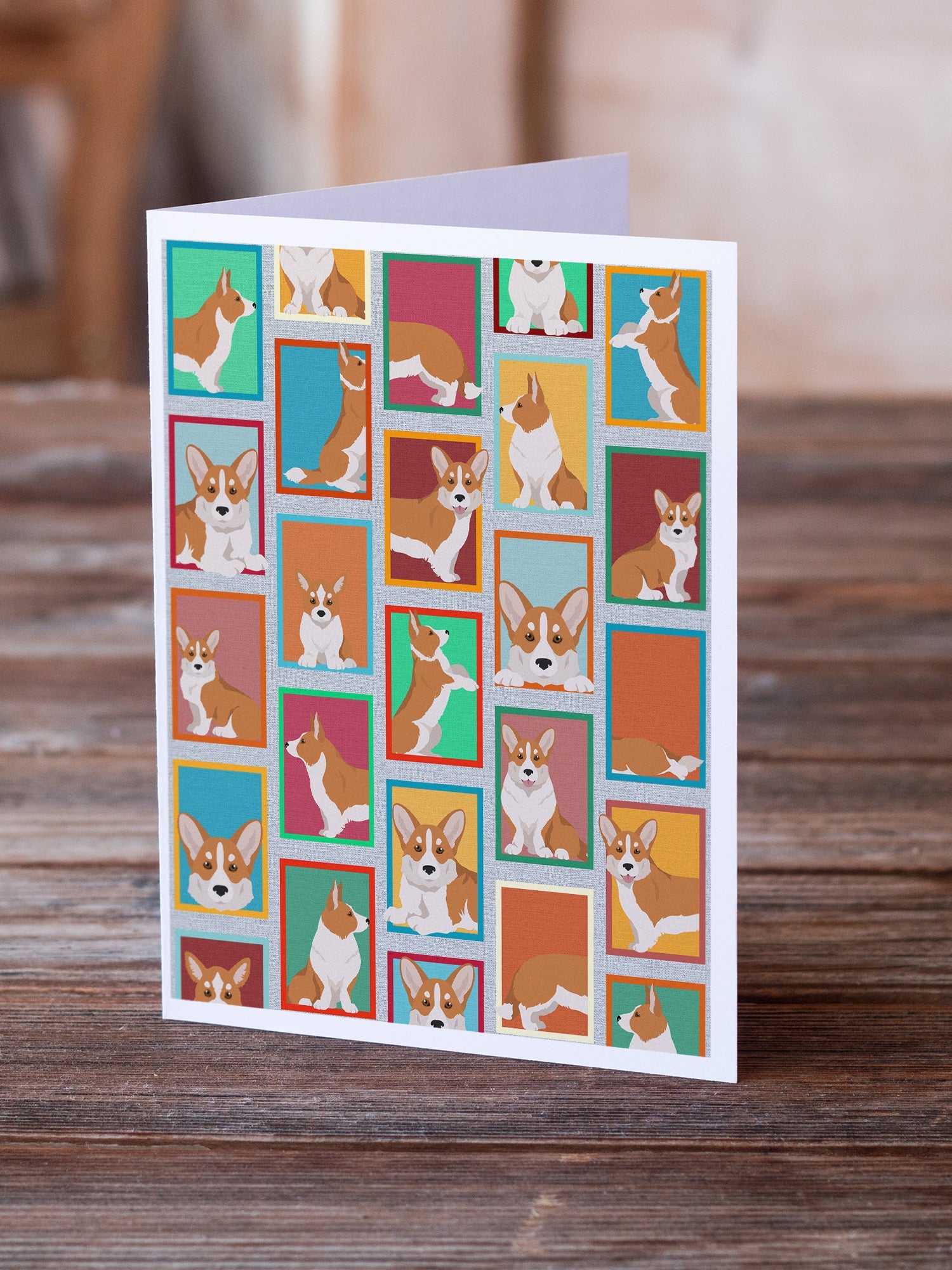 Lots of Red Cardigan Corgi Greeting Cards Pack of 8 Blank Cards with Envelopes Whimsical A7 Size 5x7