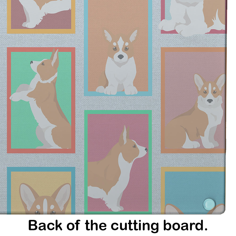 Lots of Red Cardigan Corgi Cutting Board Tempered Glass Kitchen Cutting Surface, Heat Resistant Chopping, Non-Slip Feet, Food Prep & Serving