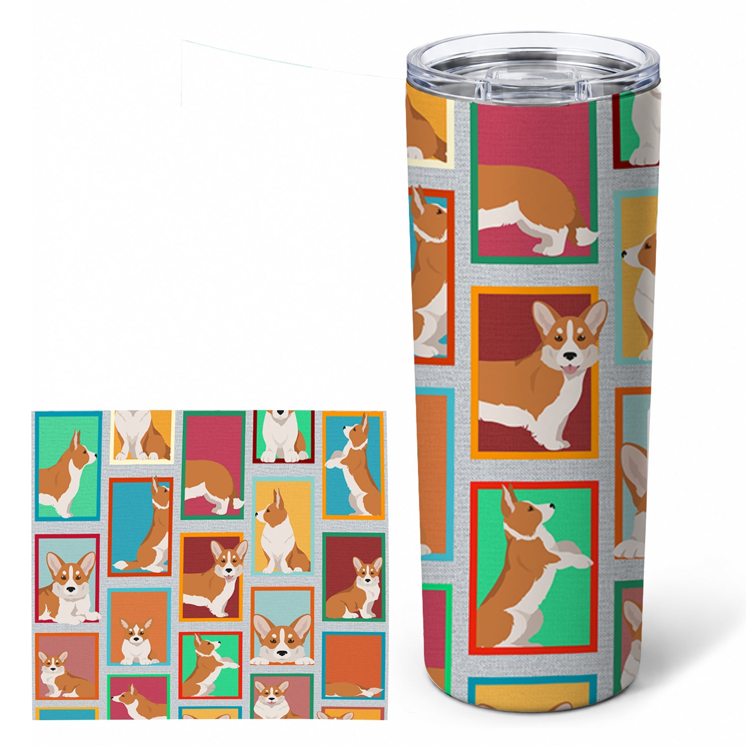 Lots of Red Cardigan Corgi Stainless Steel Skinny Tumbler 20 oz Vacuum Double Walled Reusable Insulated Travel Cup