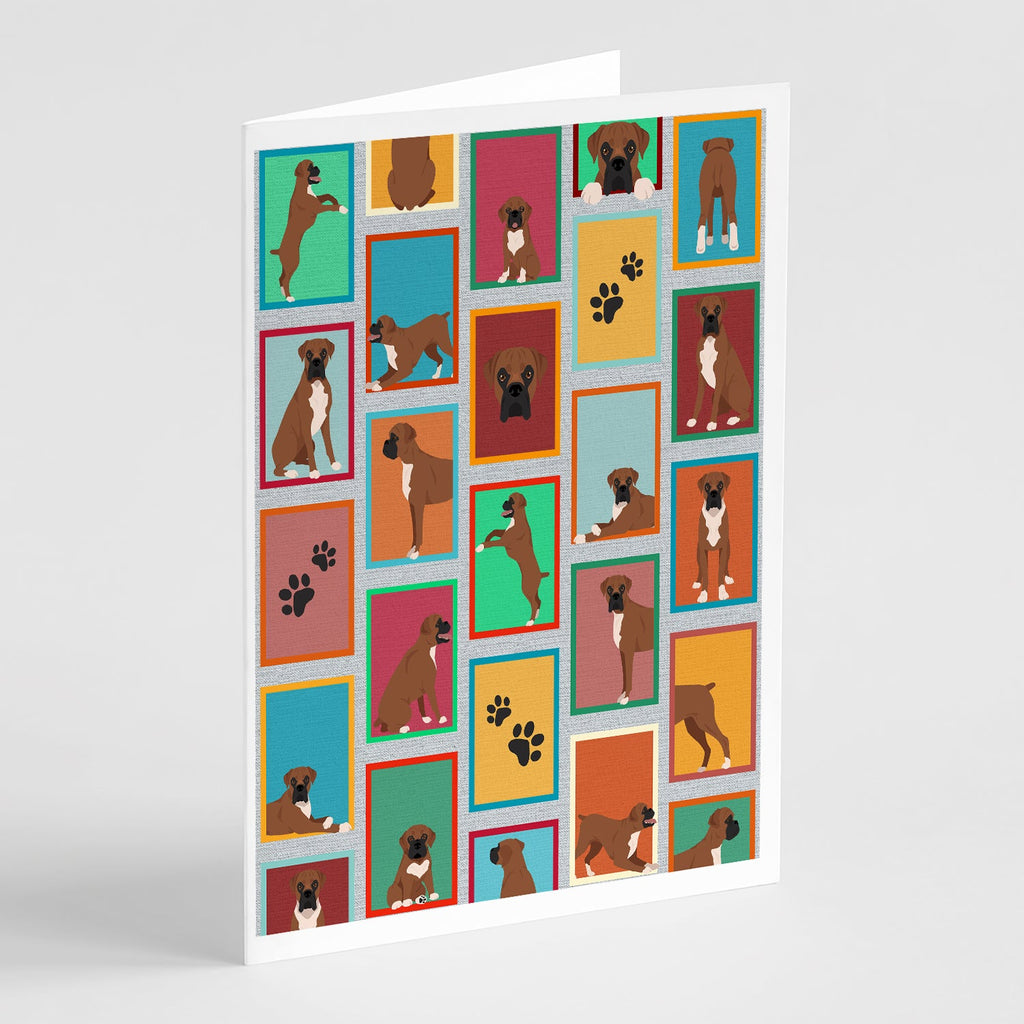 Lots of Black Face Boxer Greeting Cards Pack of 8 Blank Cards with Envelopes Whimsical A7 Size 5x7