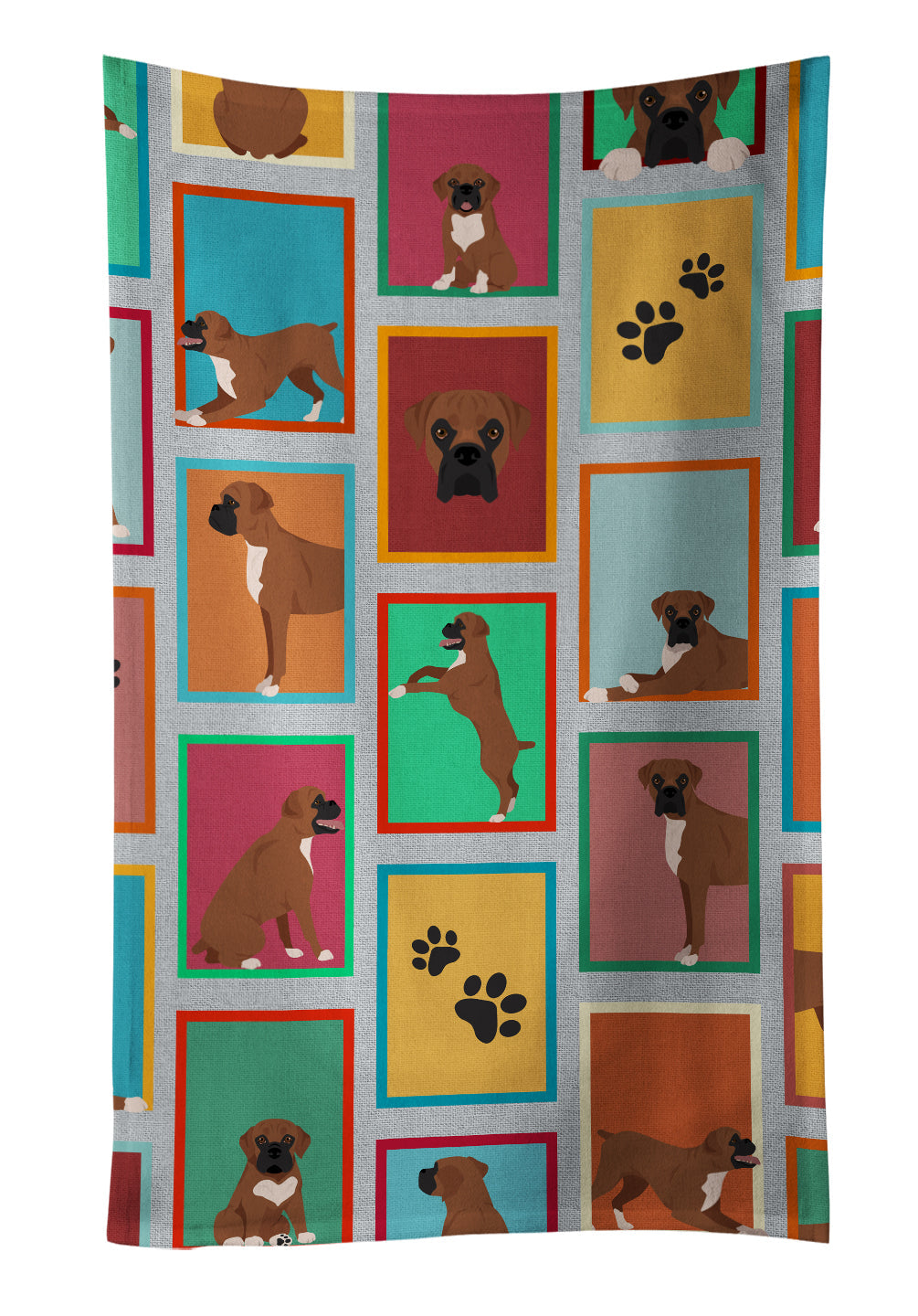 Lots of Black Face Boxer Kitchen Towel Velour Plush Front and Cotton Loop Back Machine Washable
