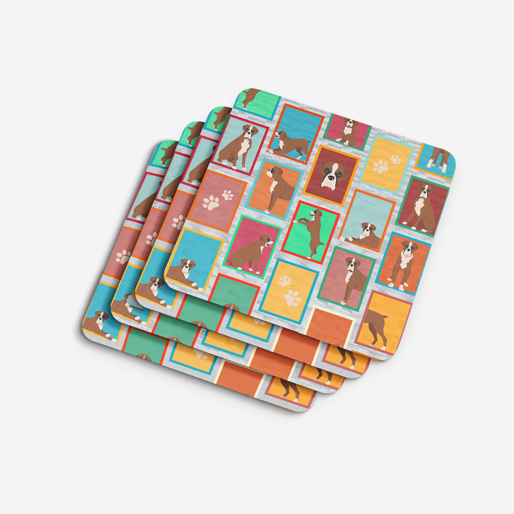 Lots of Flashy Fawn Boxer Foam Coasters Set of 4 Cup Coasters for Indoor Outdoor, Tabletop Protection, Anti Slip, Mouse pad Material