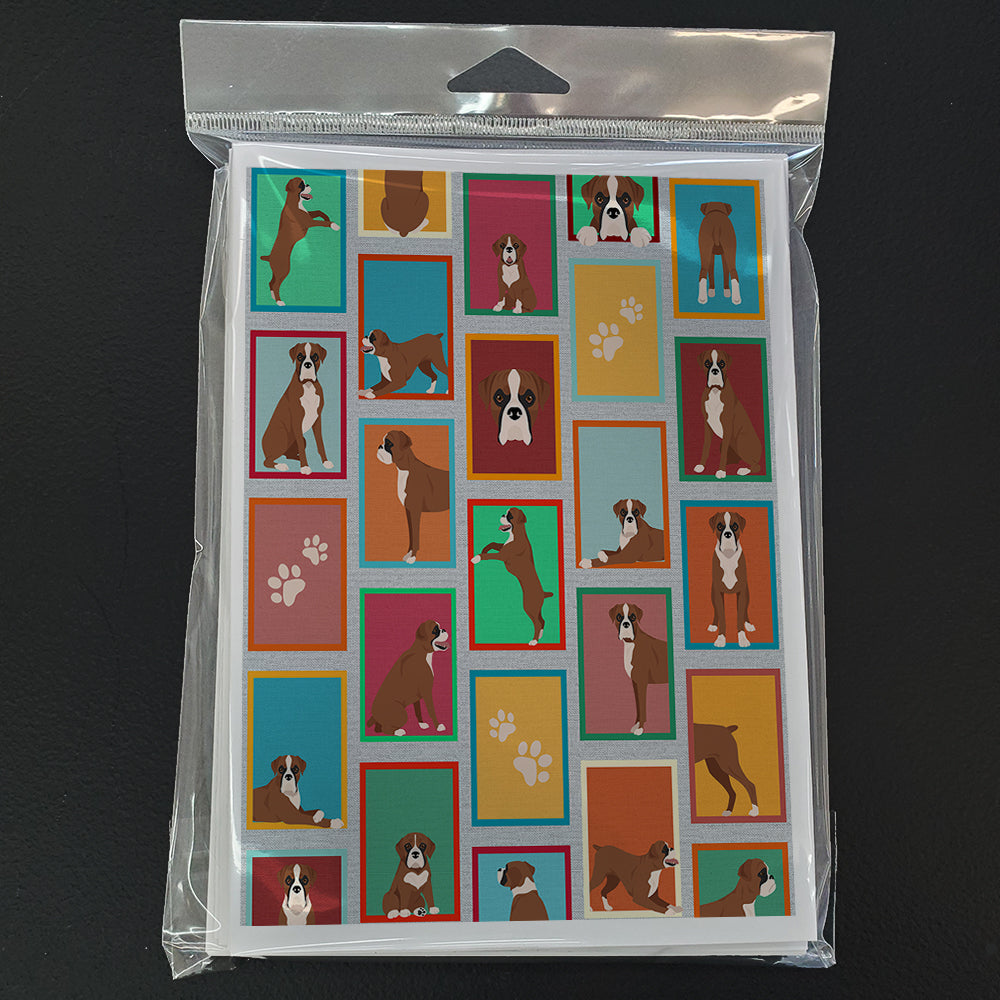 Lots of Flashy Fawn Boxer Greeting Cards Pack of 8 Blank Cards with Envelopes Whimsical A7 Size 5x7