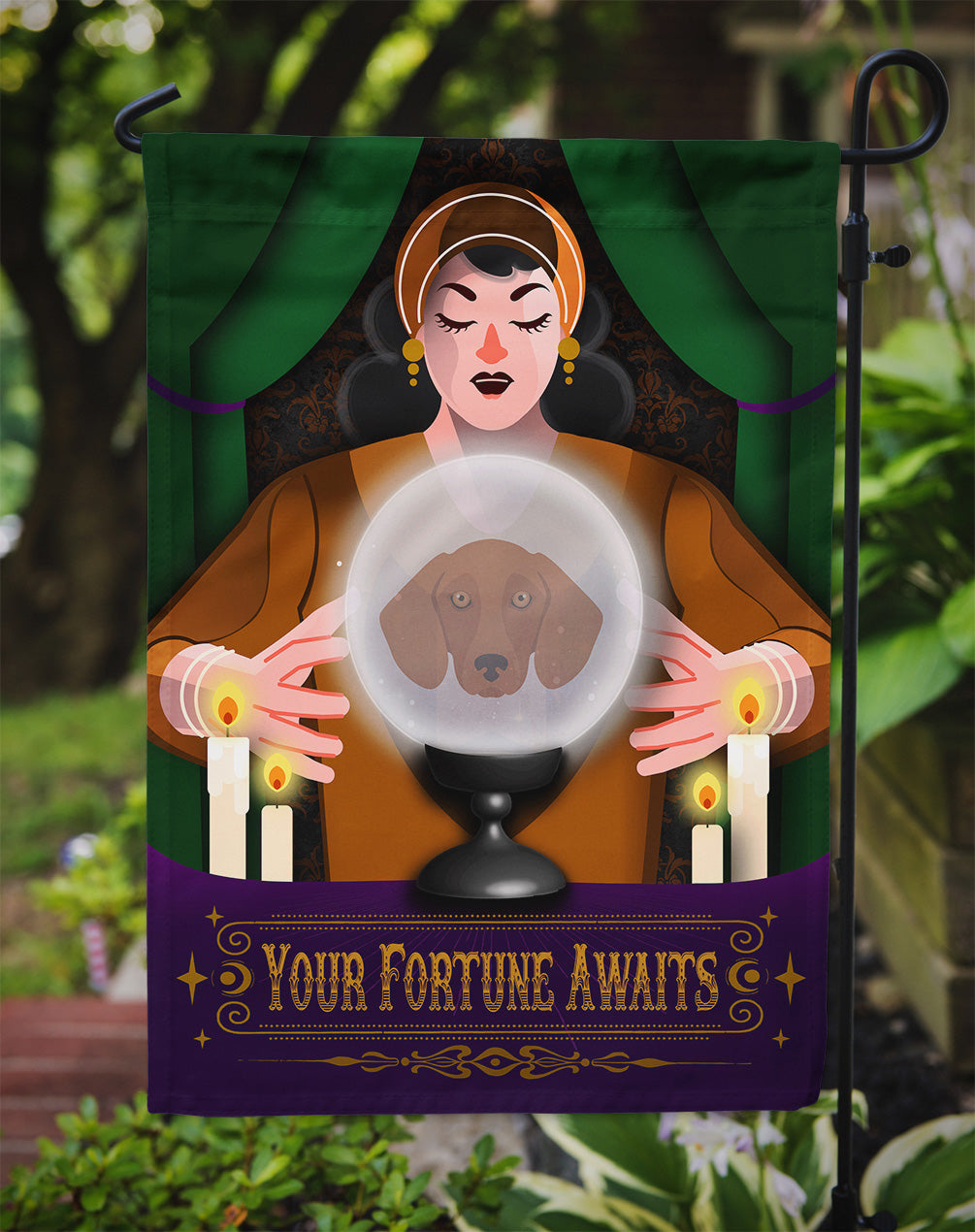 Smooth Dachshund Halloween Garden Flag Mailbox Decorative Yard Banner Outside Patio Artwork for Flower Beds, Garden Size, Multicolor