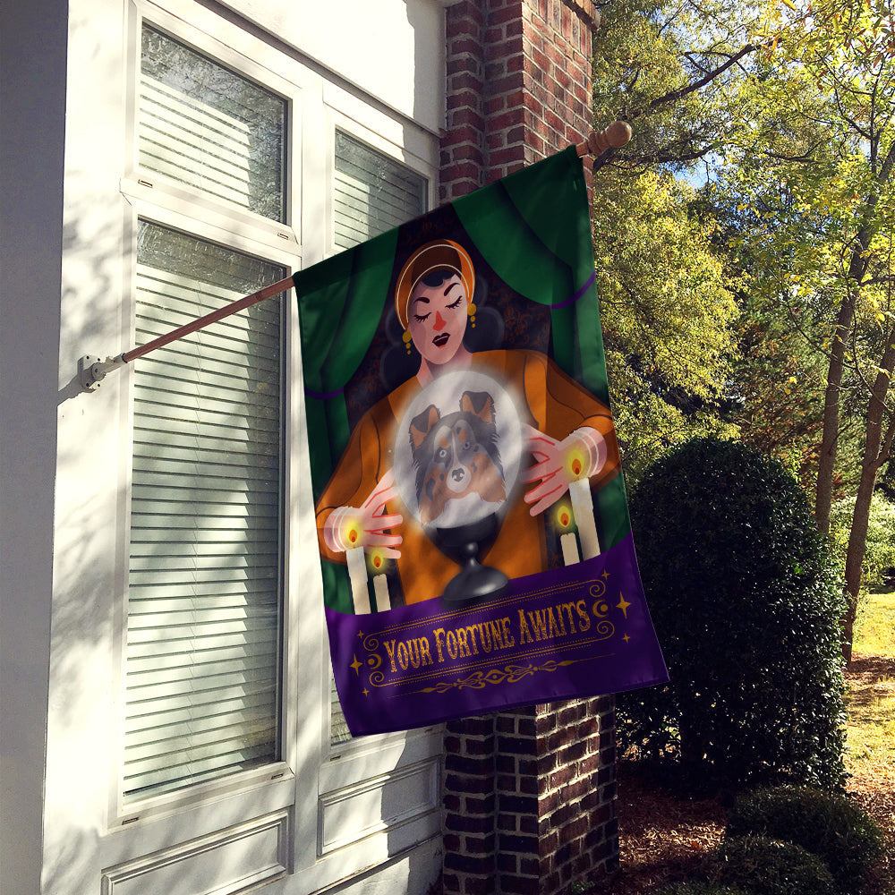 Sheltie Halloween House Flag 28x40 Porch Sleeve Pole Decorative Outside Yard Banner Artwork Wall Hanging, Polyester
