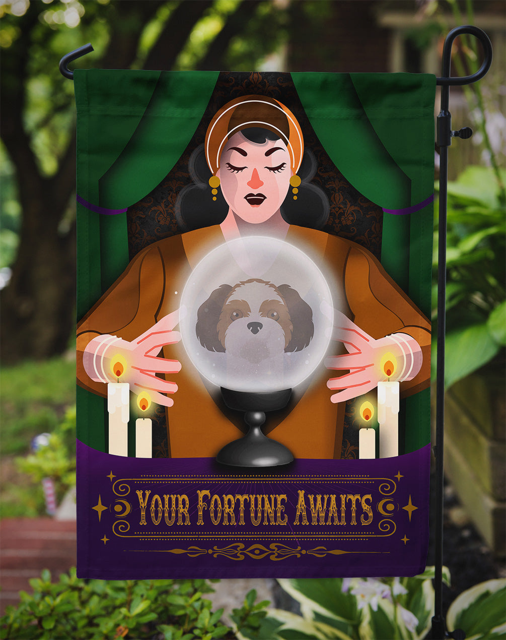 Shih Tzu Halloween Garden Flag Mailbox Decorative Yard Banner Outside Patio Artwork for Flower Beds, Garden Size, Multicolor