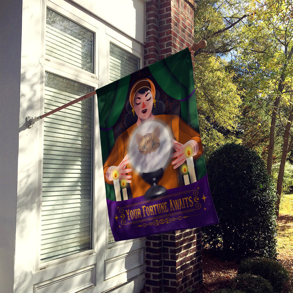 Cheetoh Cat Halloween House Flag 28x40 Porch Sleeve Pole Decorative Outside Yard Banner Artwork Wall Hanging, Polyester