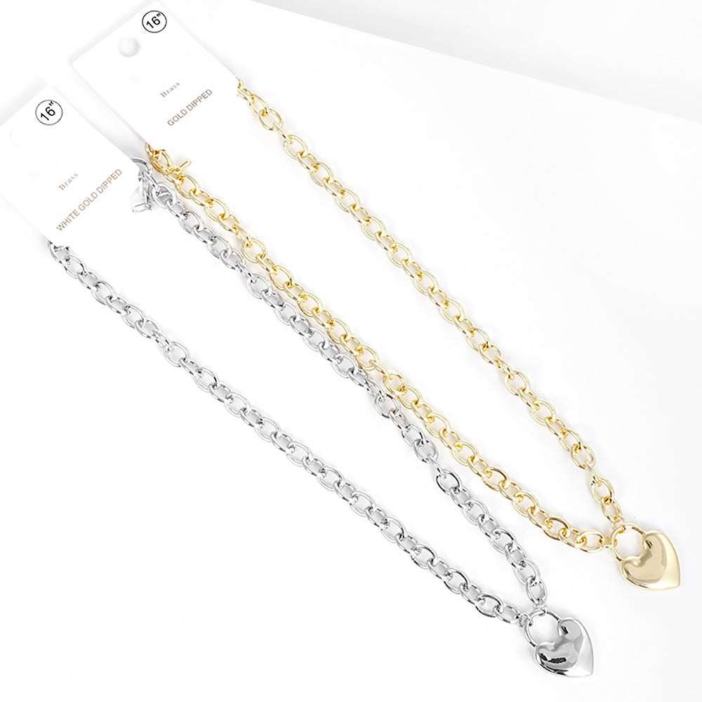 Metal Heart Lock Pendant Necklace