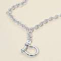 Bold Metal Carabiner Pendant Accent Drop Chain Necklace