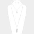 Hammered Metal Abstract Pendant Chain Long Necklace